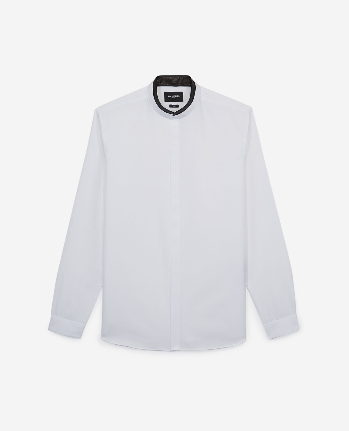 Shirt with leather officer collar removable The Kooples US