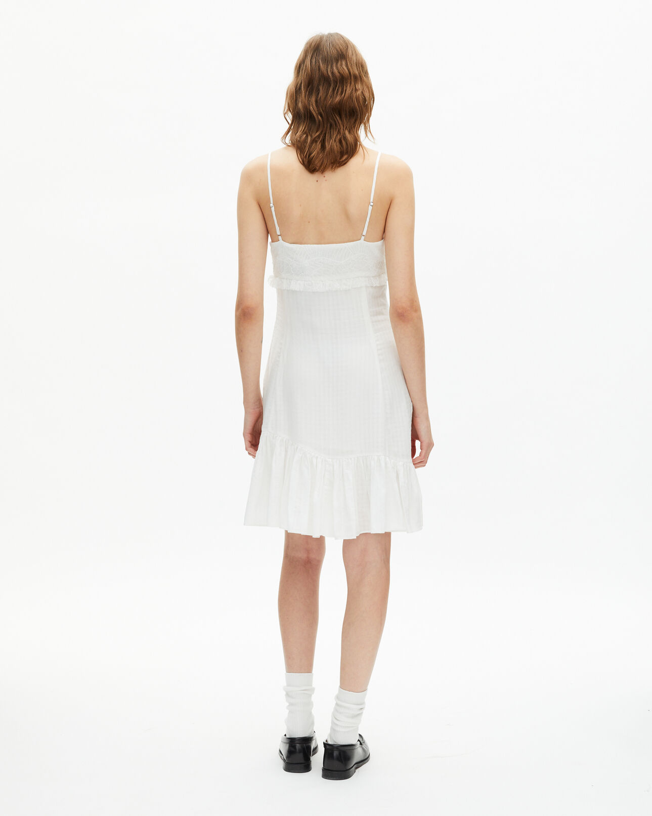 The Kooples FEMME ECRU robe courte détail dentelle écrue