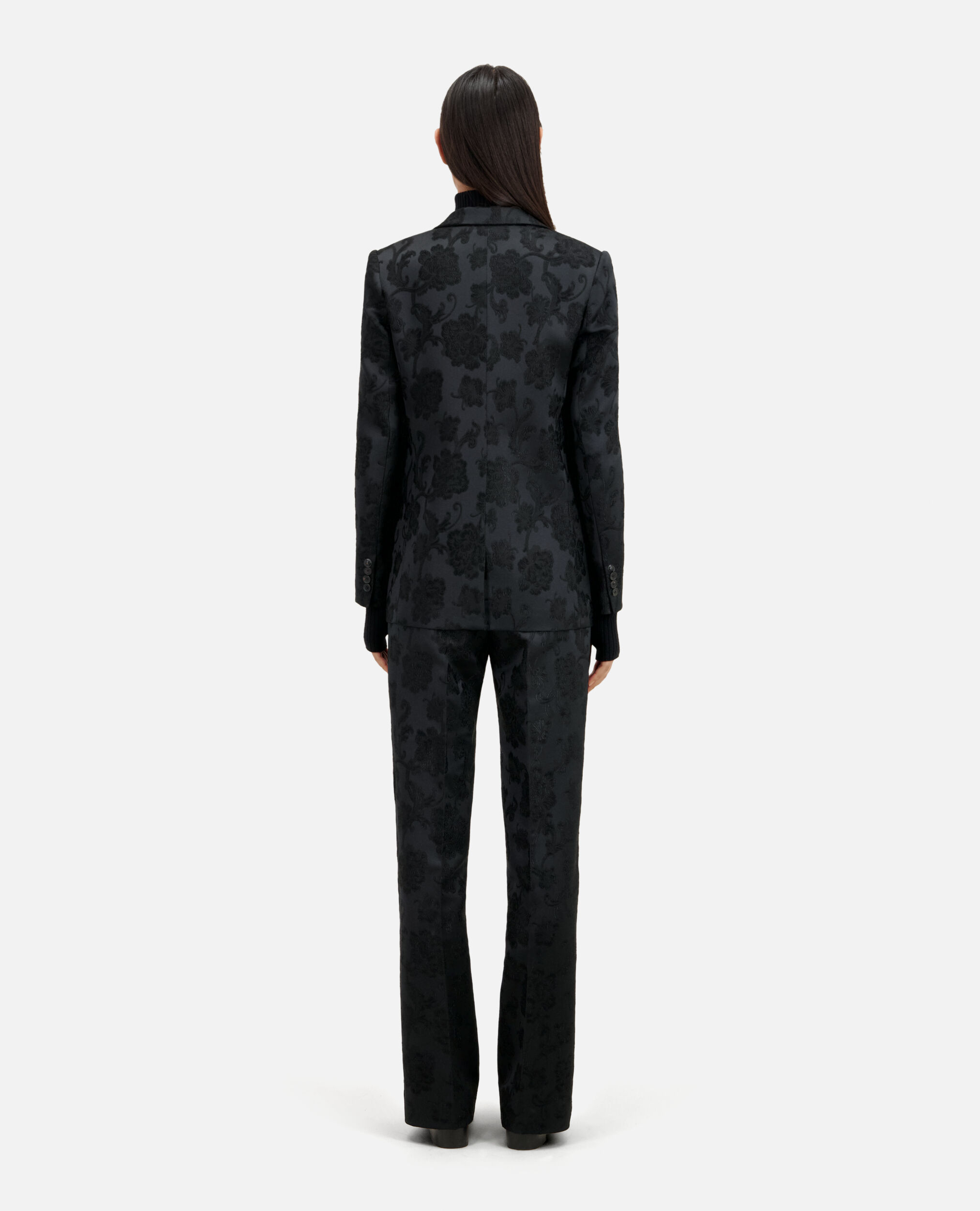 Chaqueta traje negra floral, BLACK, hi-res image number null
