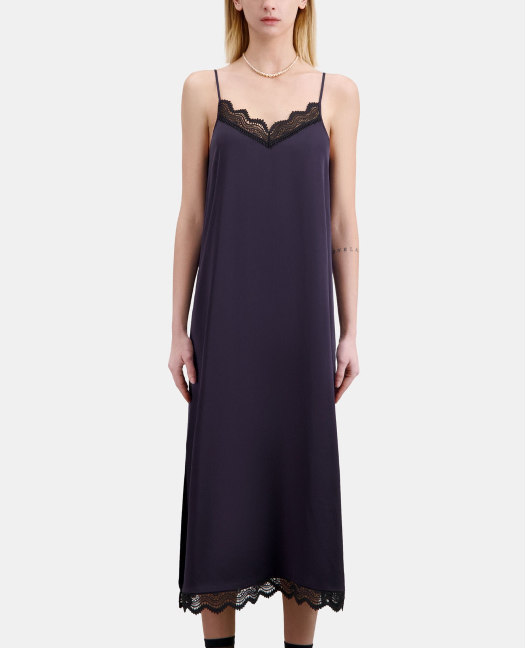 Long navy blue slip dress, NAVY, hi-res image number null