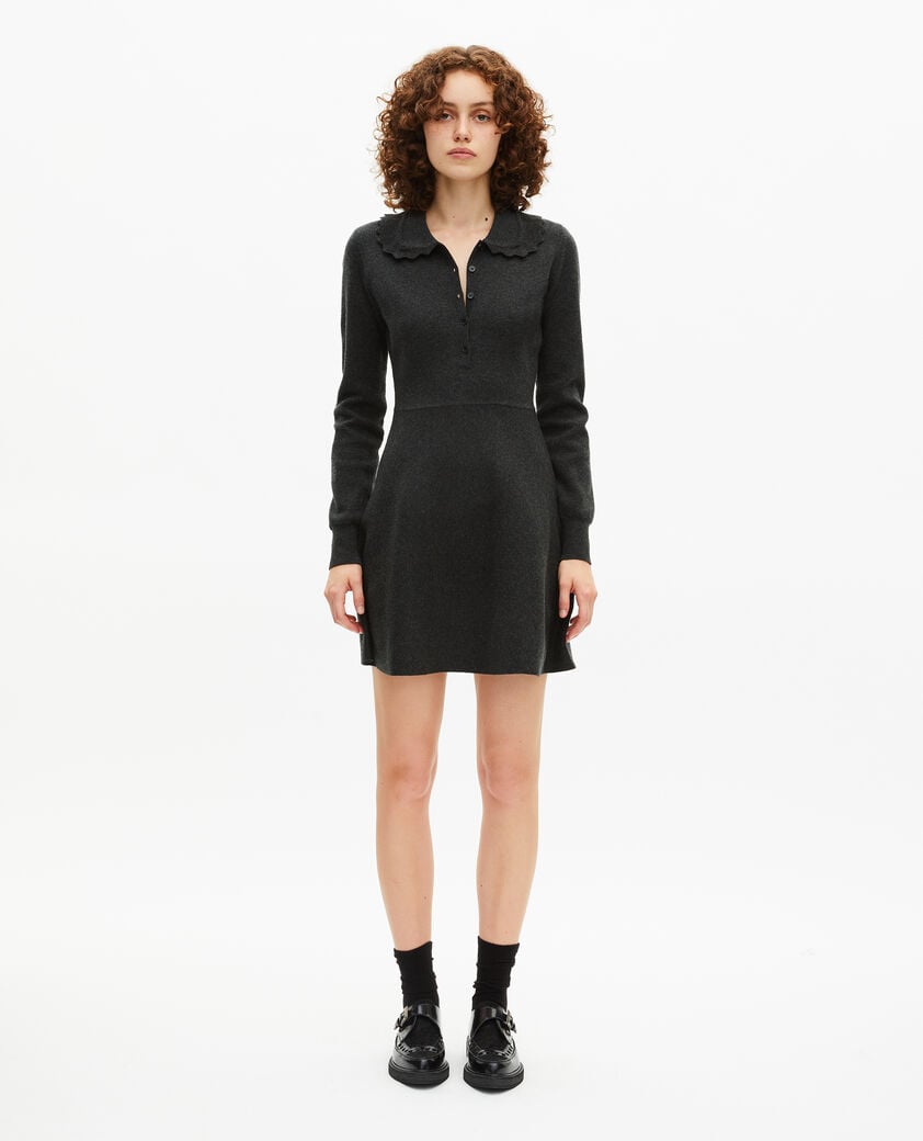 The Kooples DAMEN BLACK kurzes kleid aus schwarzem strick