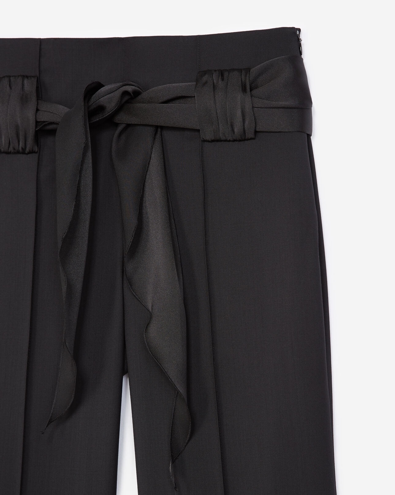 The Kooples DAMEN BLACK schwarze wollhose mit bindegürtel