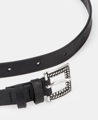 The Kooples MEN BLACK thin black leather belt