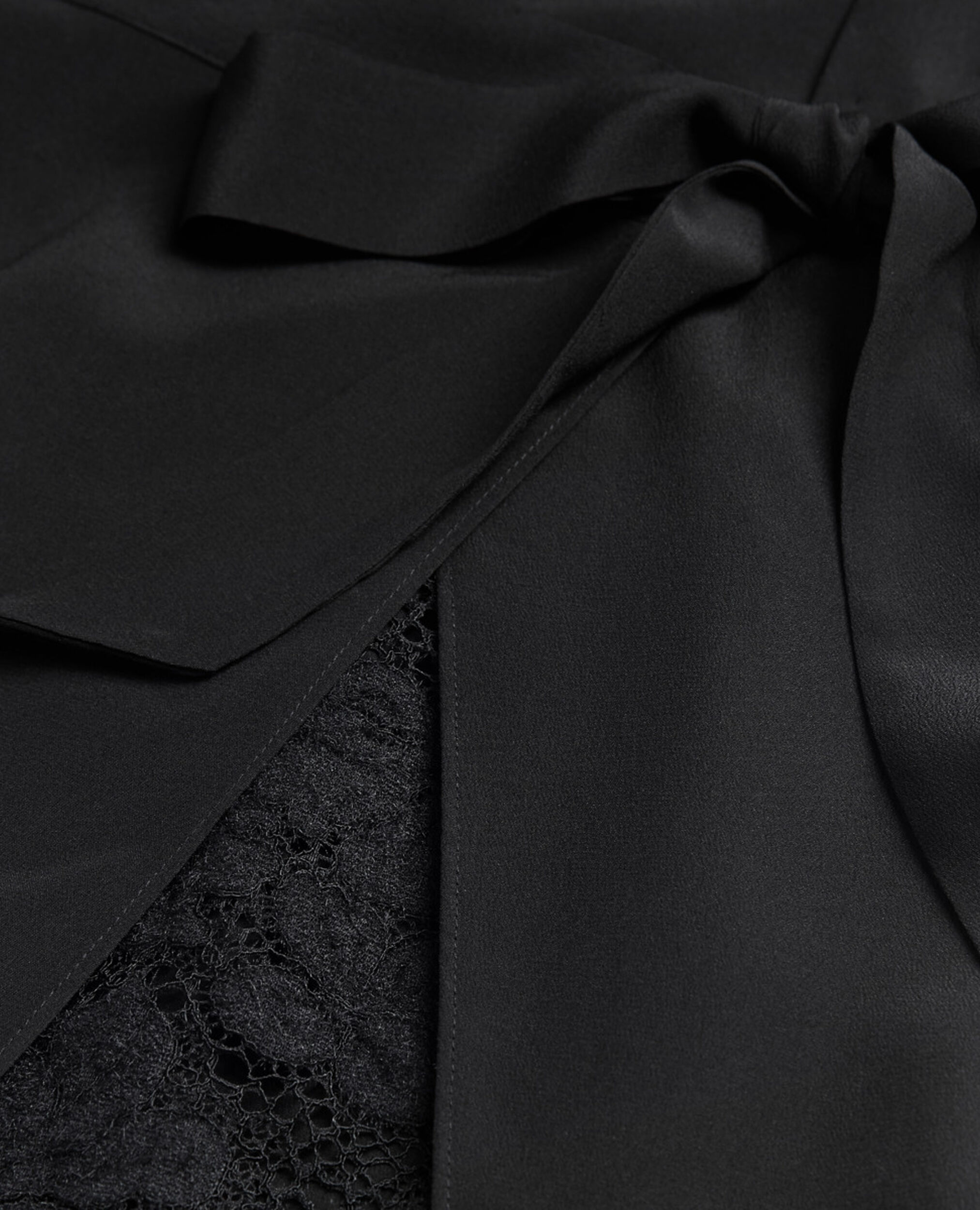 Robe longue en soie noire, BLACK, hi-res image number null