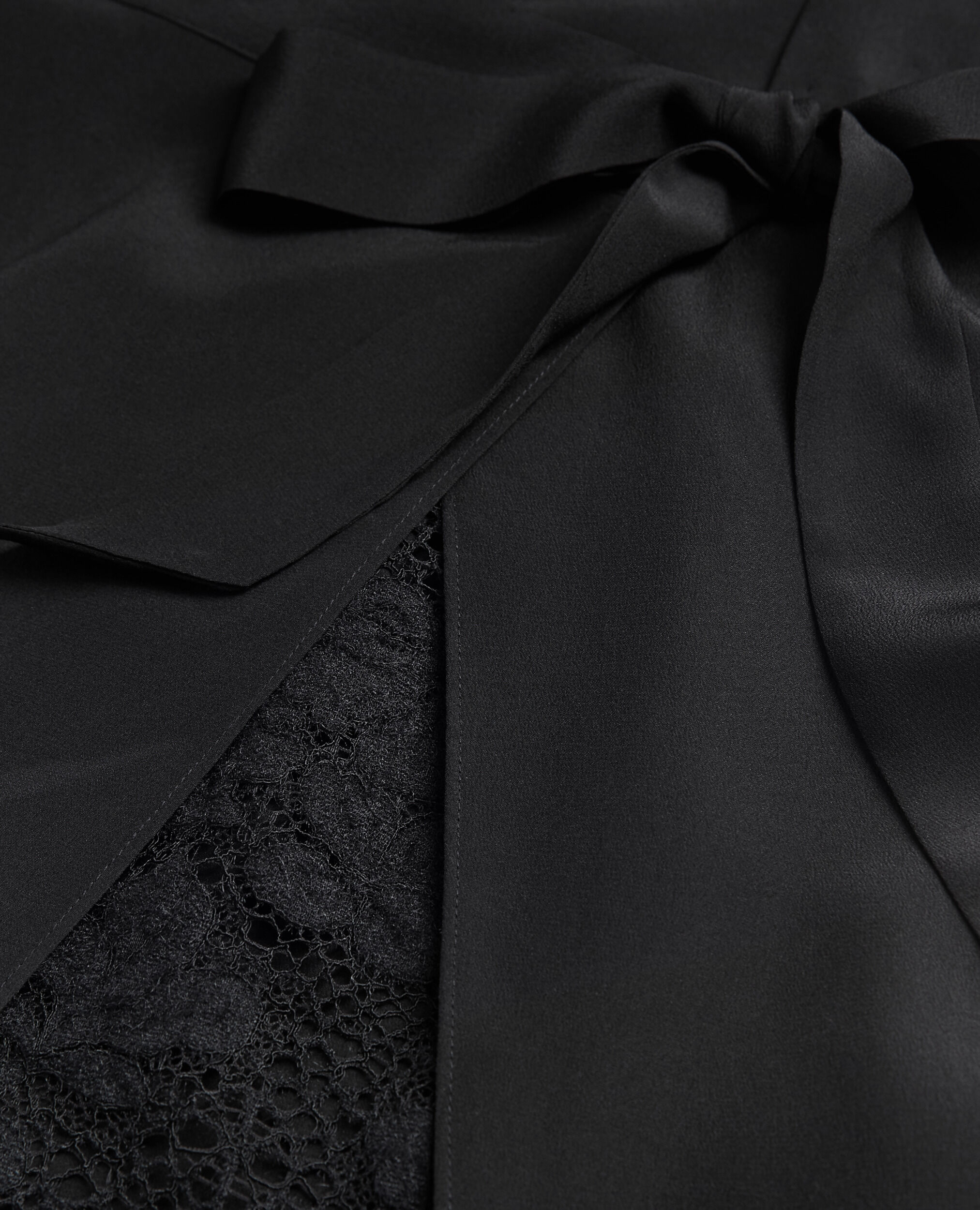 Long black silk dress, BLACK, hi-res image number null