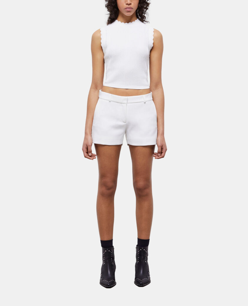 The Kooples WOMEN ECRU white cr&ecirc;pe tailored shorts