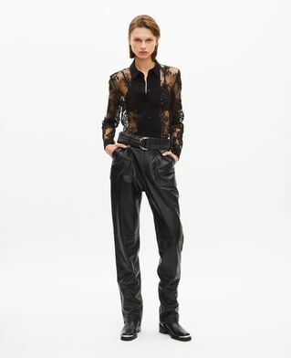The Kooples FEMME BLACK pantalon droit en cuir
