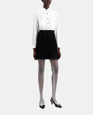 The Kooples FEMME BLACK WHITE robe courte plissée noire et blanche