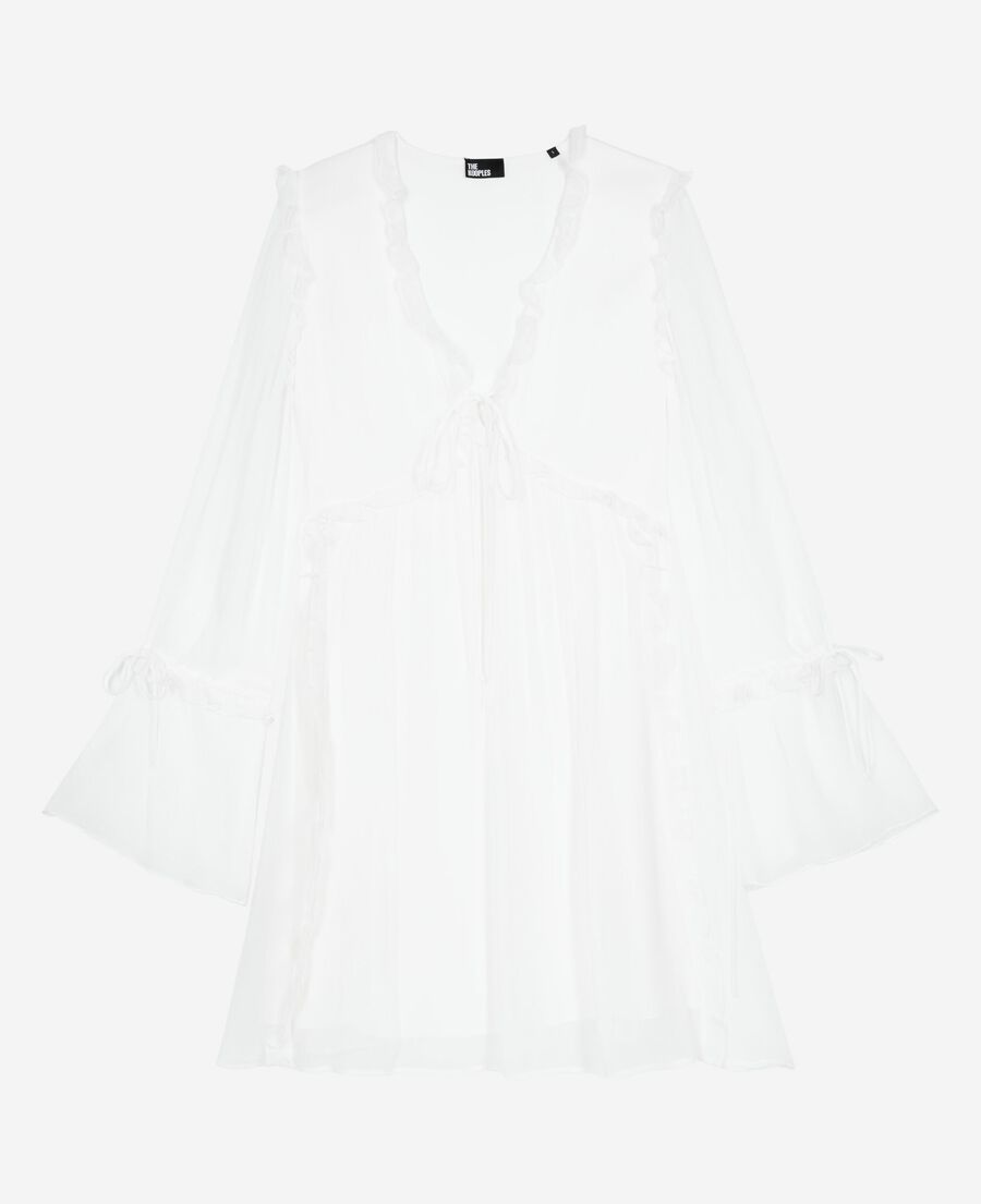 The Kooples WOMEN ECRU short ecru dress with ruffles