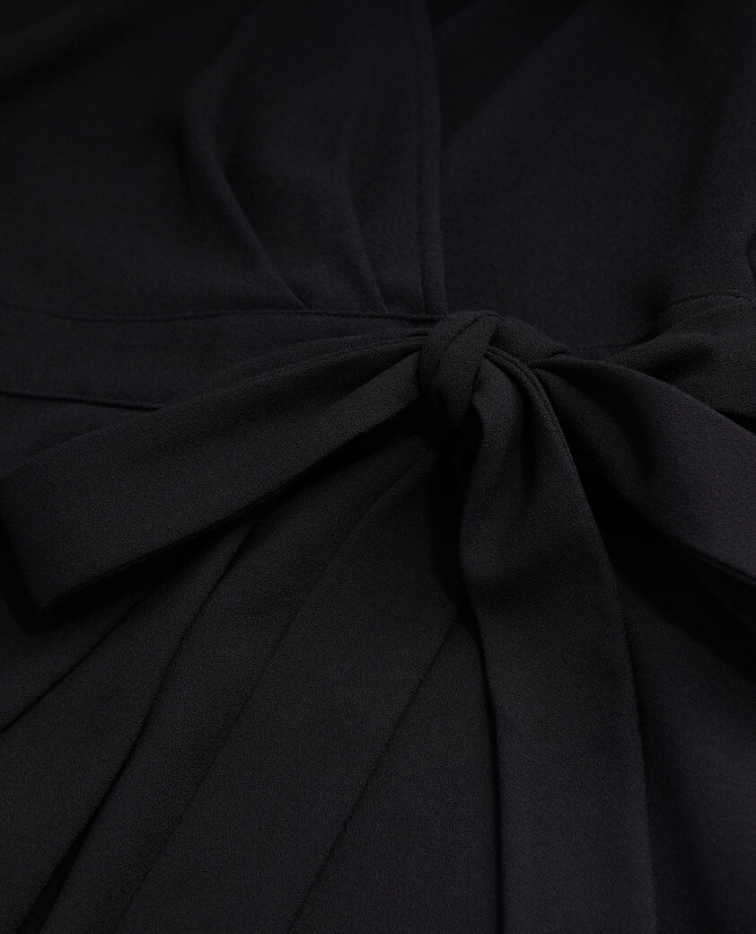 The Kooples FEMME BLACK robe portefeuille courte noire en crêpe