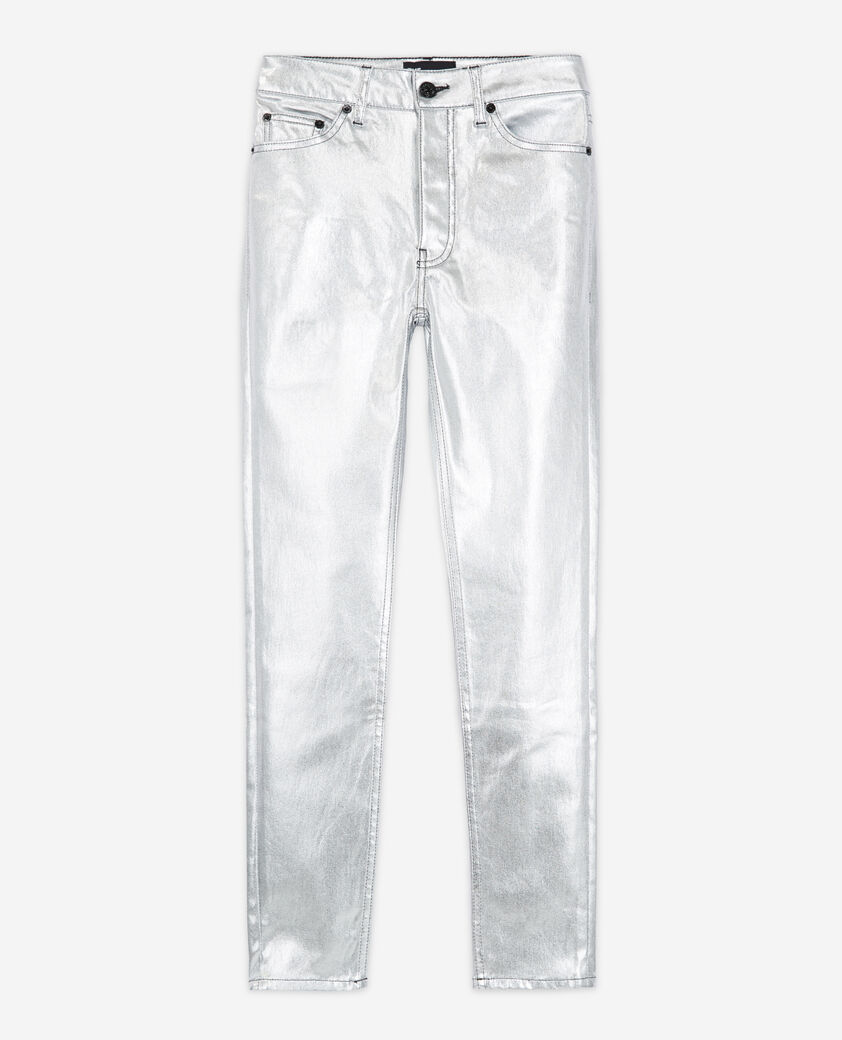 The Kooples FEMME SILVER jean slim argenté