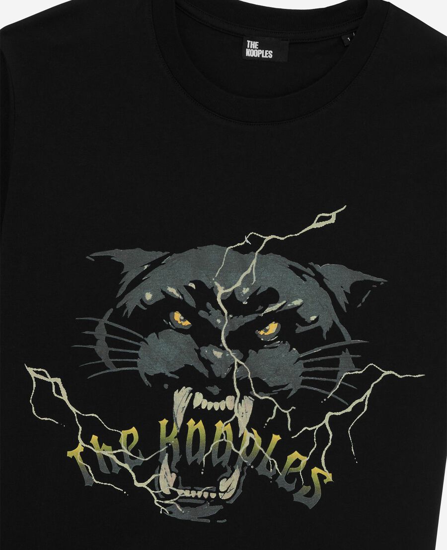 The Kooples WOMEN BLACK WASHED t-shirt with black rhinestone screen print