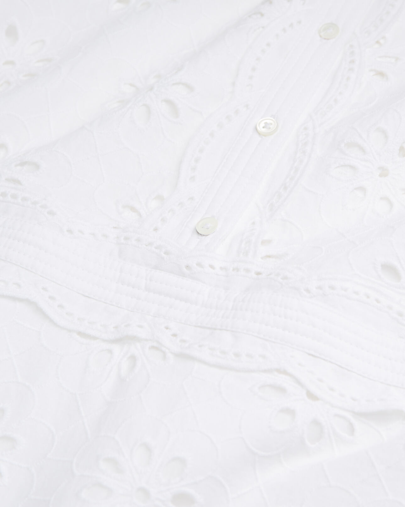The Kooples DAMEN WHITE langes, weißes kleid mit englischer stickerei