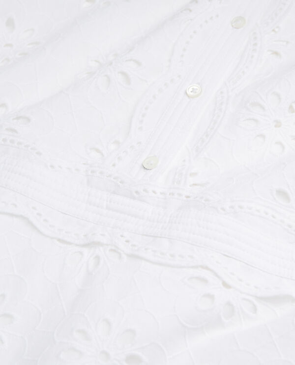 The Kooples FEMME WHITE robe longue blanche en broderie anglaise