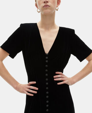 The Kooples MUJER BLACK vestido largo terciopelo negro