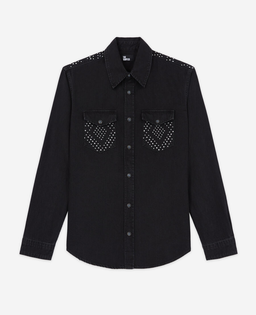 black shirt with stud details