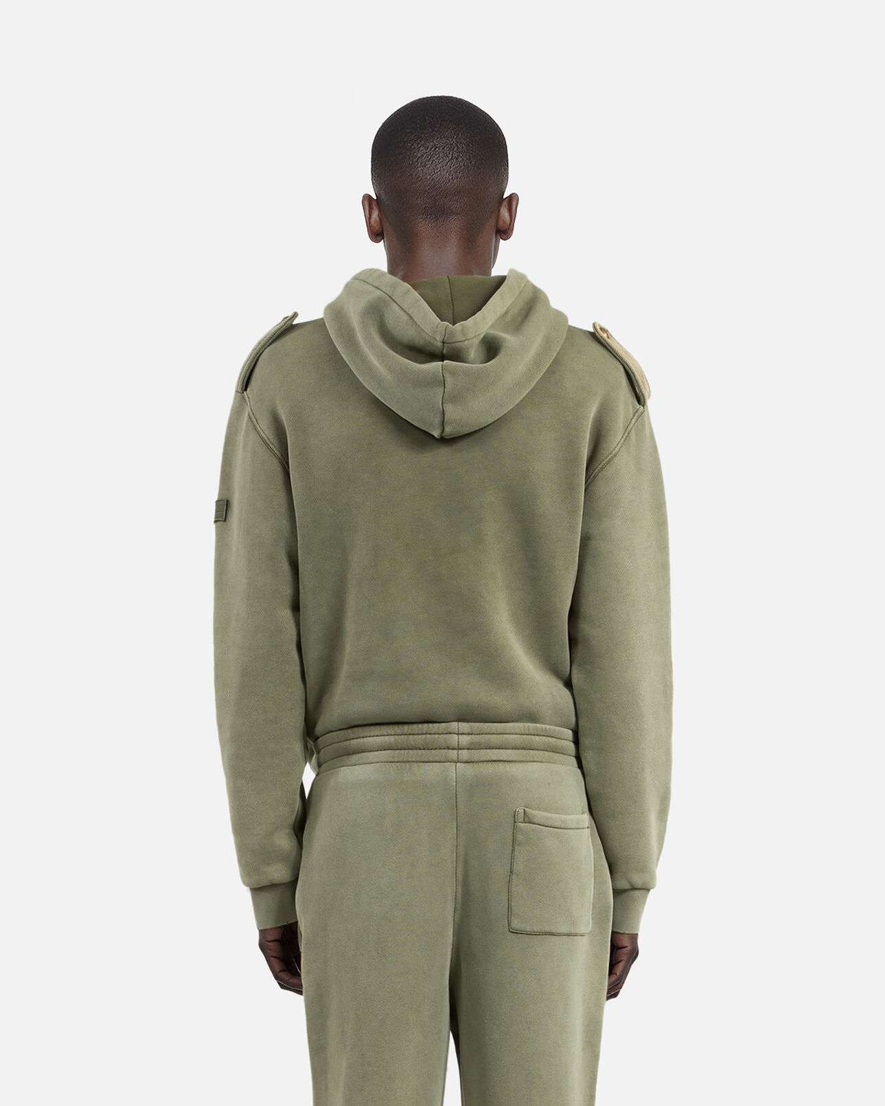 The Kooples HERREN KAKI khakifarbenes kapuzensweatshirt mit aufnähern