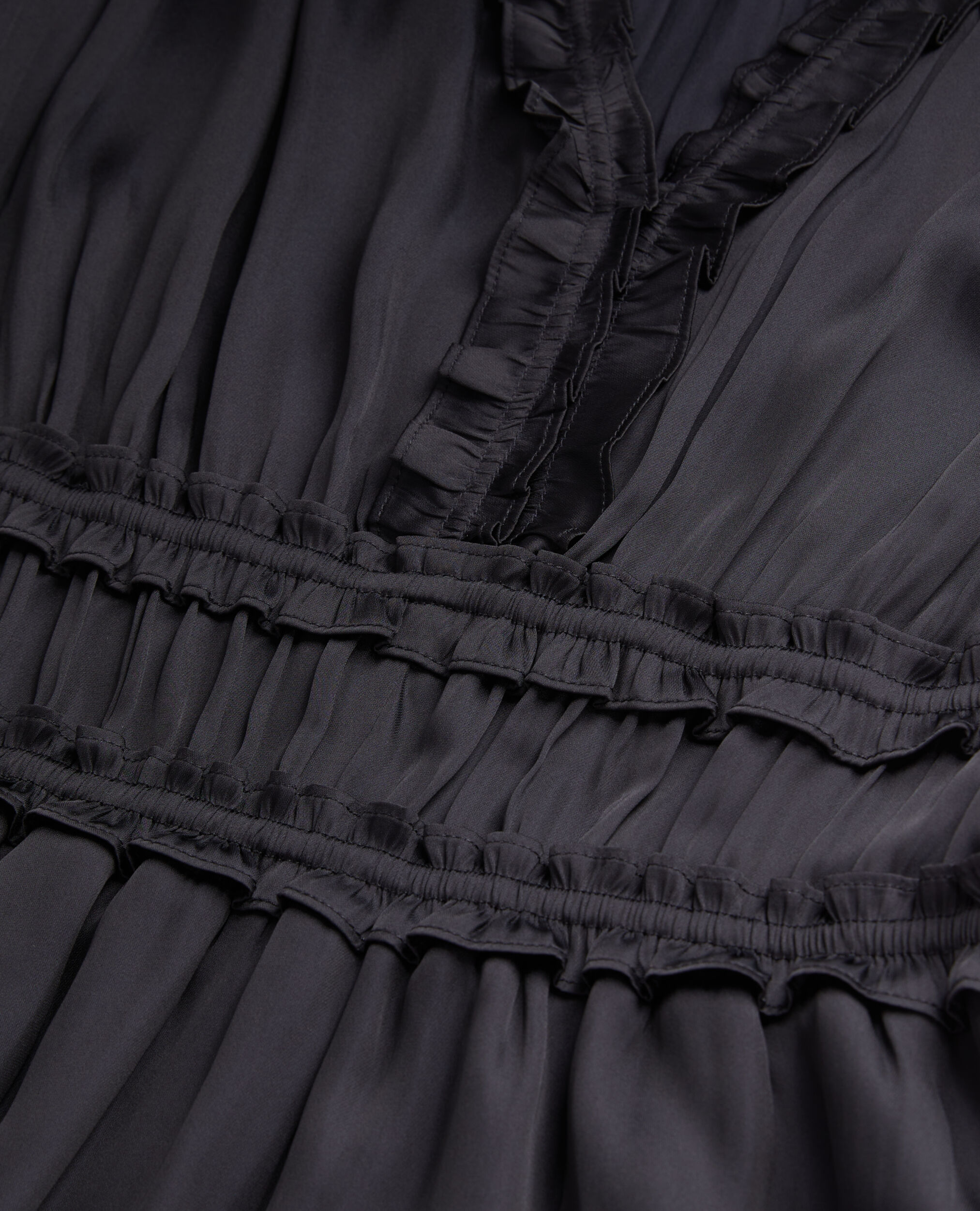 Robe courte noire avec fronces, BLACK, hi-res image number null