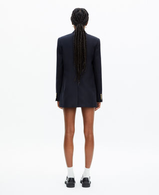 The Kooples WOMEN DARK NAVY navy blue wool-blend suit jacket