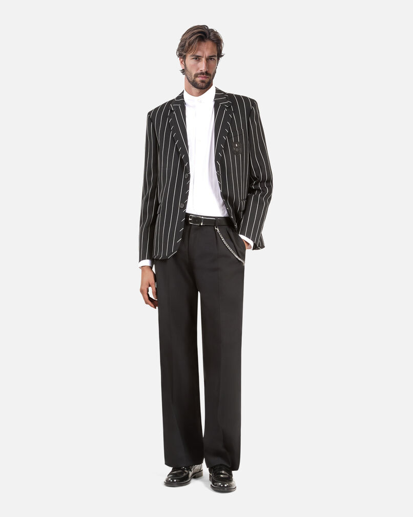 The Kooples HERREN BLACK WHITE gestreifte, schwarze jacke