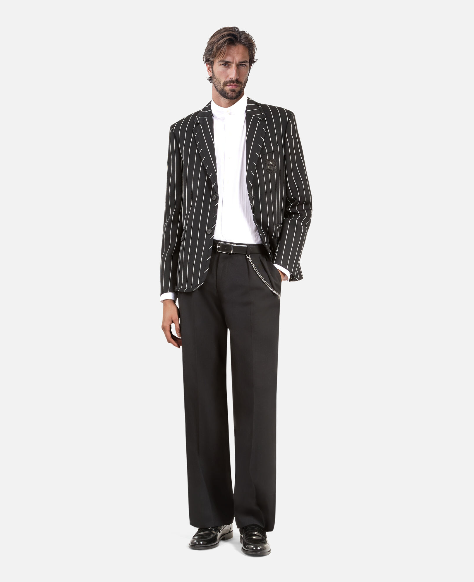 The Kooples HOMME BLACK WHITE veste à rayures noire