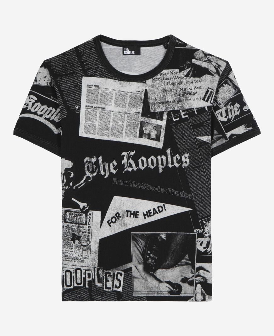The Kooples WOMEN BLACK WASHED t-shirt with black and white screen print