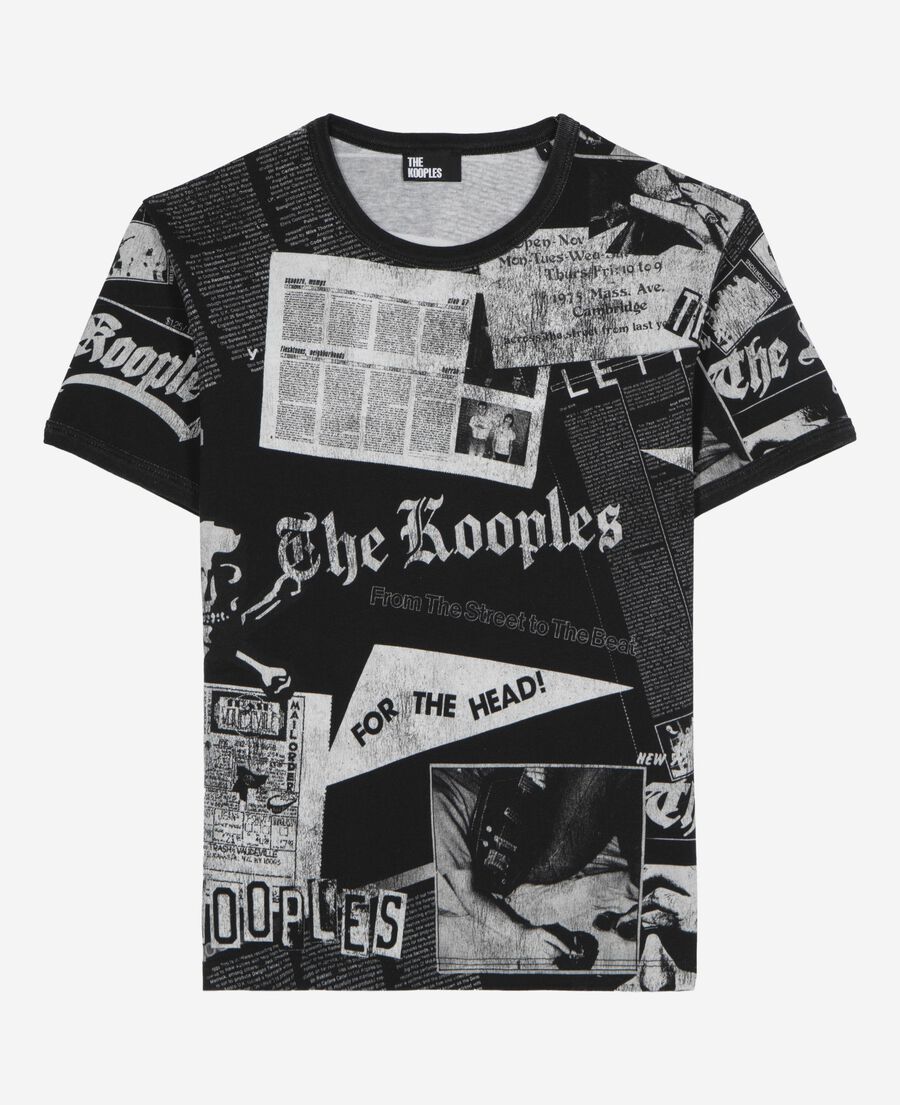 The Kooples WOMEN BLACK WASHED t-shirt with black and white screen print
