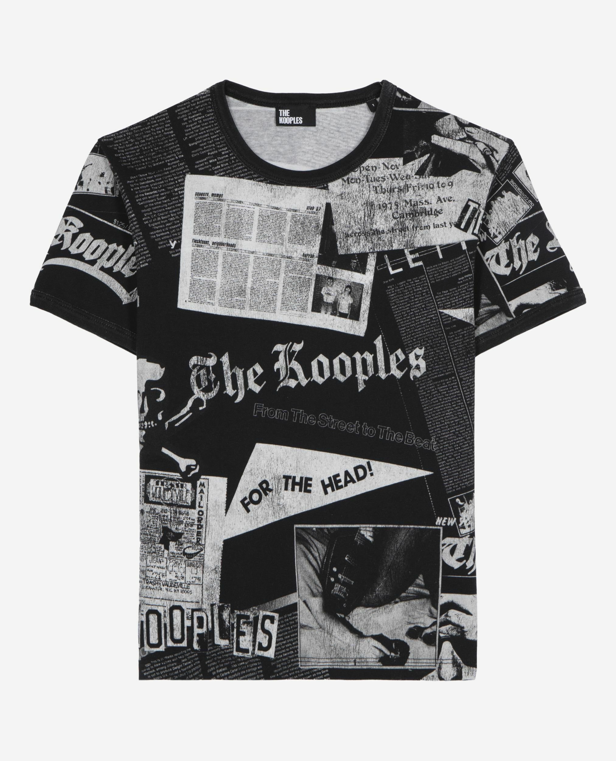 T-Shirt with black and white screen print, BLACK WASHED, hi-res image number null