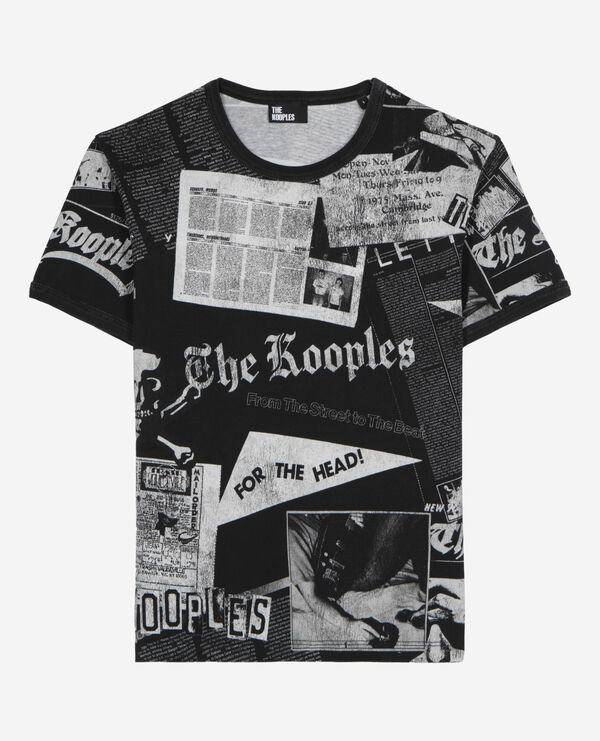 The Kooples FEMME BLACK WASHED t-shirt avec sérigraphie noir et blanc