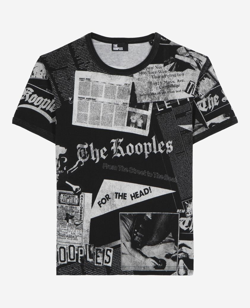 The Kooples FEMME BLACK WASHED t-shirt avec sérigraphie noir et blanc