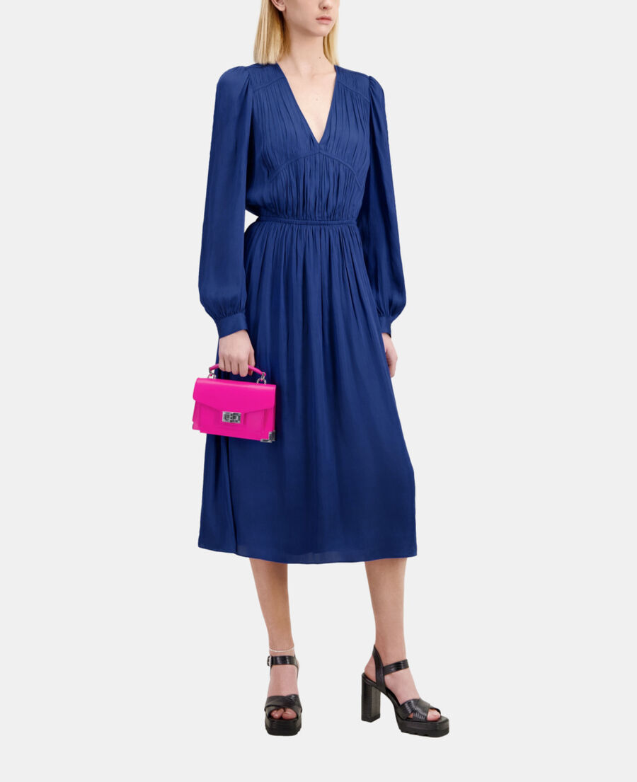The Kooples WOMEN ROYAL BLUE long blue dress with pleating