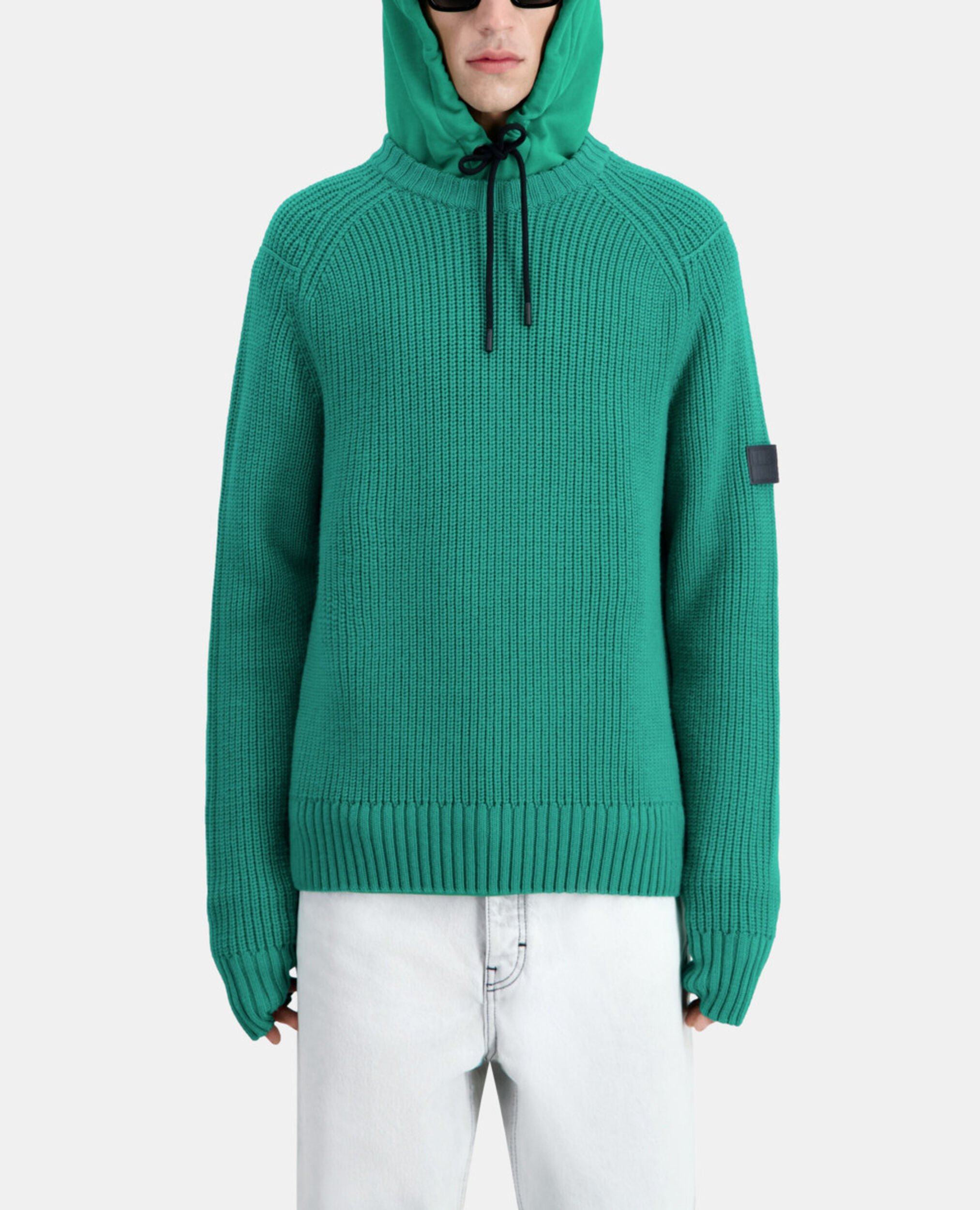 Green ribbed knit sweater, GREEN, hi-res image number null
