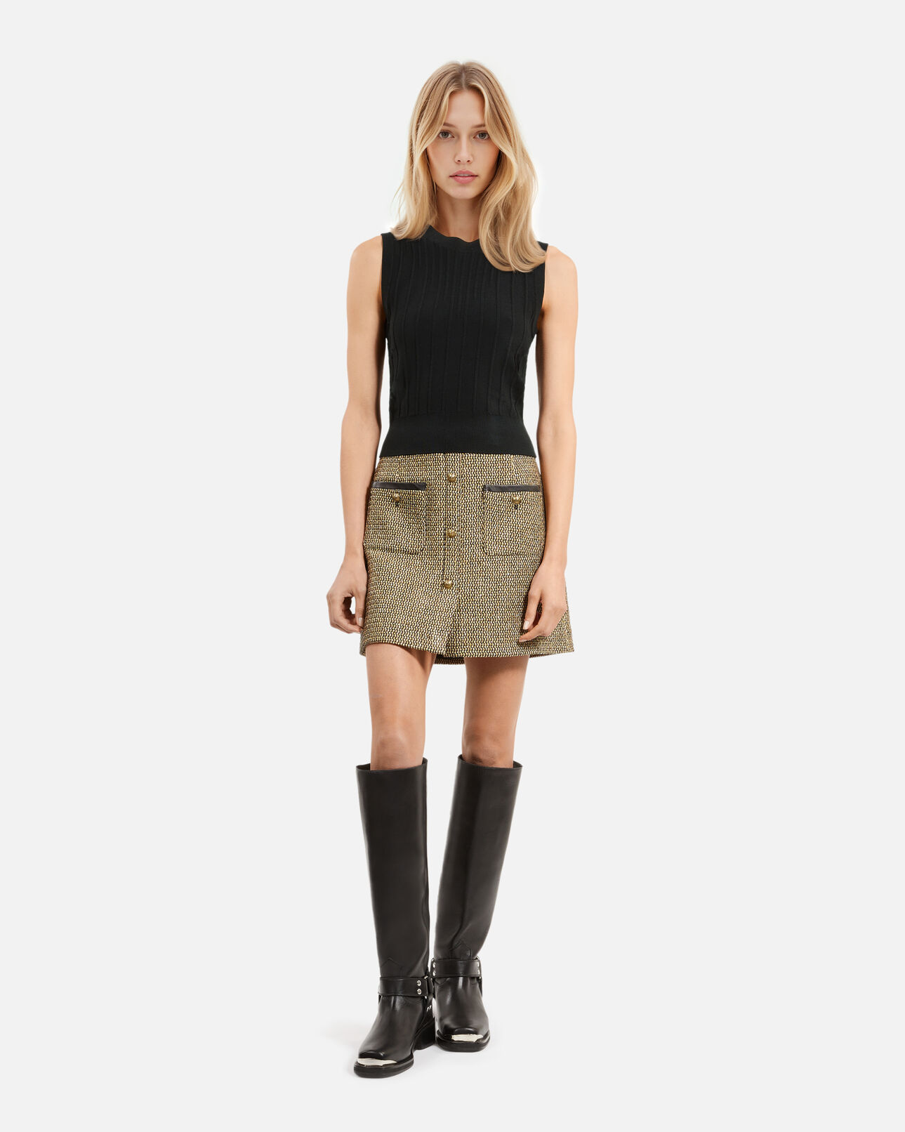 The Kooples FEMME BLACK top en maille noir