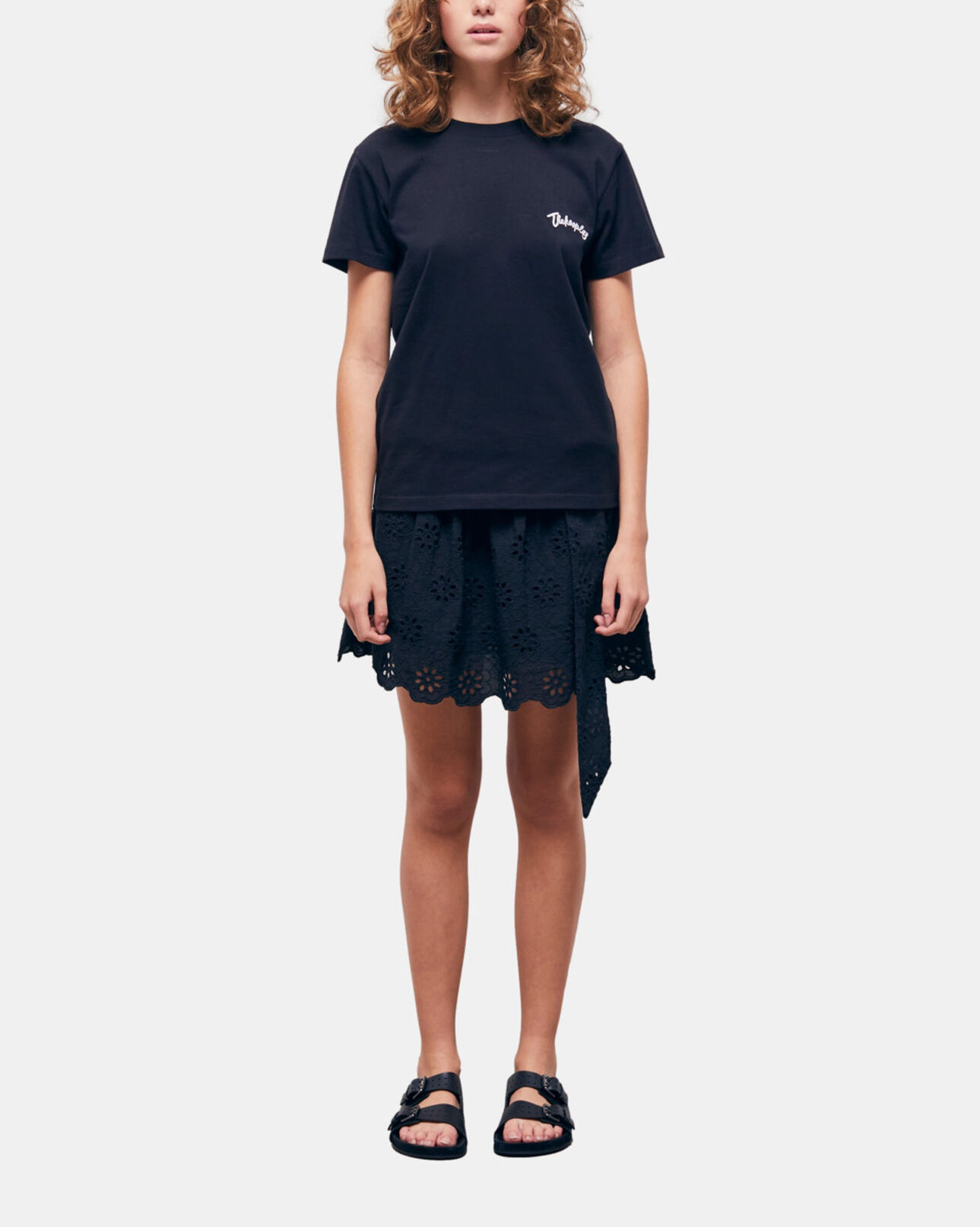 The Kooples FEMME BLACK t-shirt femme noir avec broderies