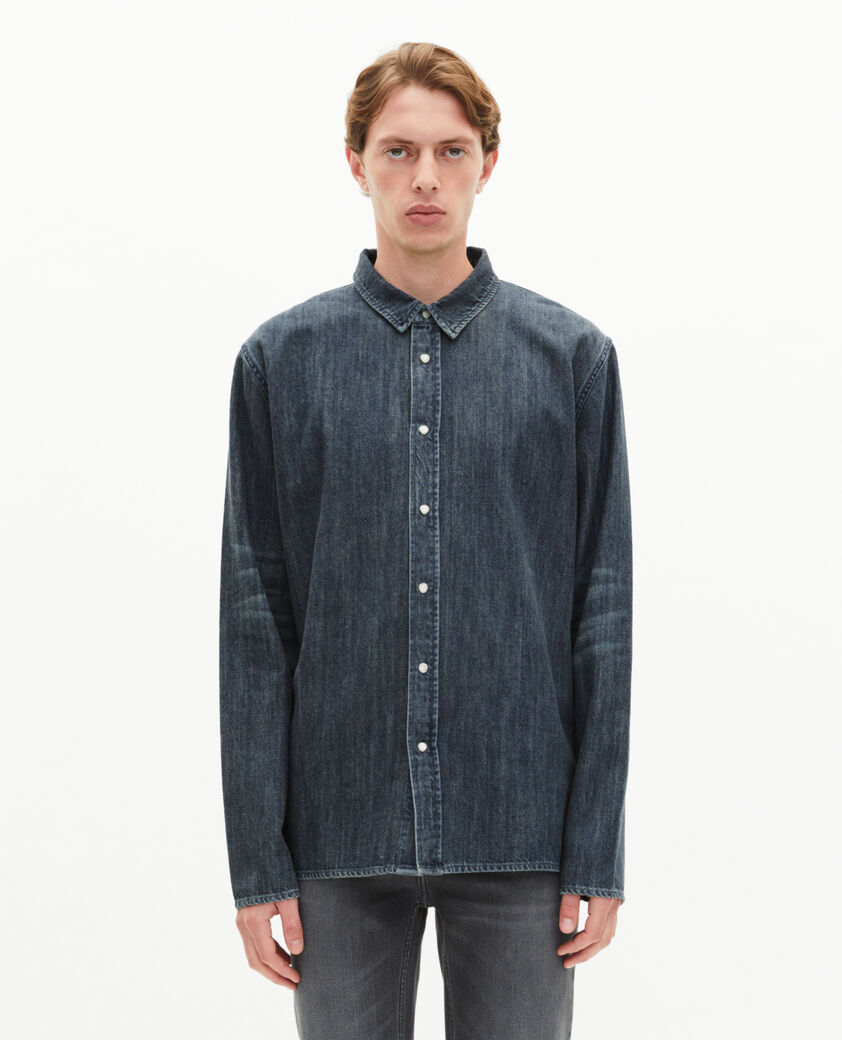 The Kooples MEN BLUE ELECTRIC blue denim shirt