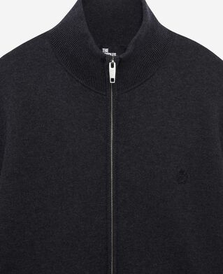 The Kooples MEN DARK GREY MELANGE double-sided wool cardigan with gray zip