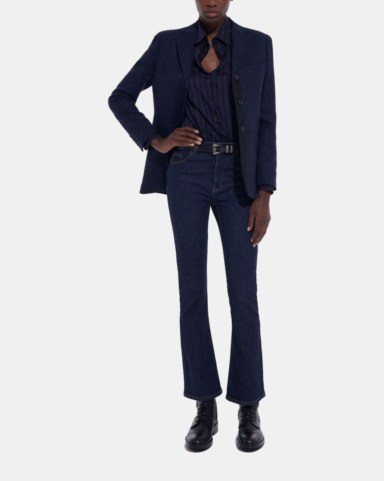 The Kooples DAMEN NAVY blaue wolljacke mit motiv