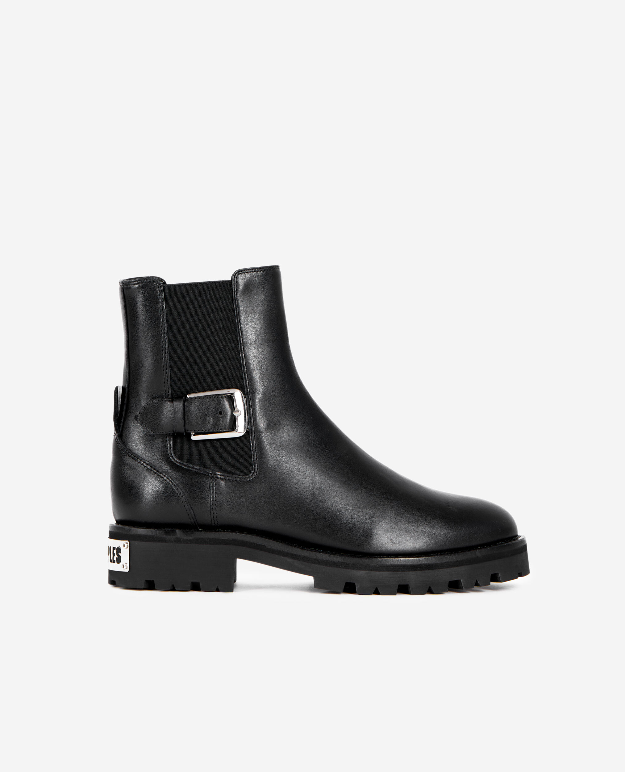 Schwarze Chelsea-Boots aus Leder, BLACK, hi-res image number null