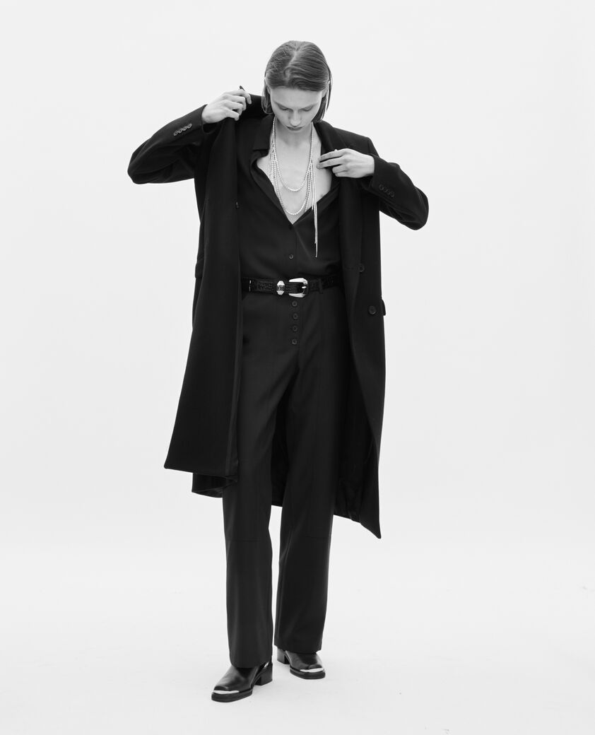 The Kooples FEMME NAVY pantalon droit à boutons marine