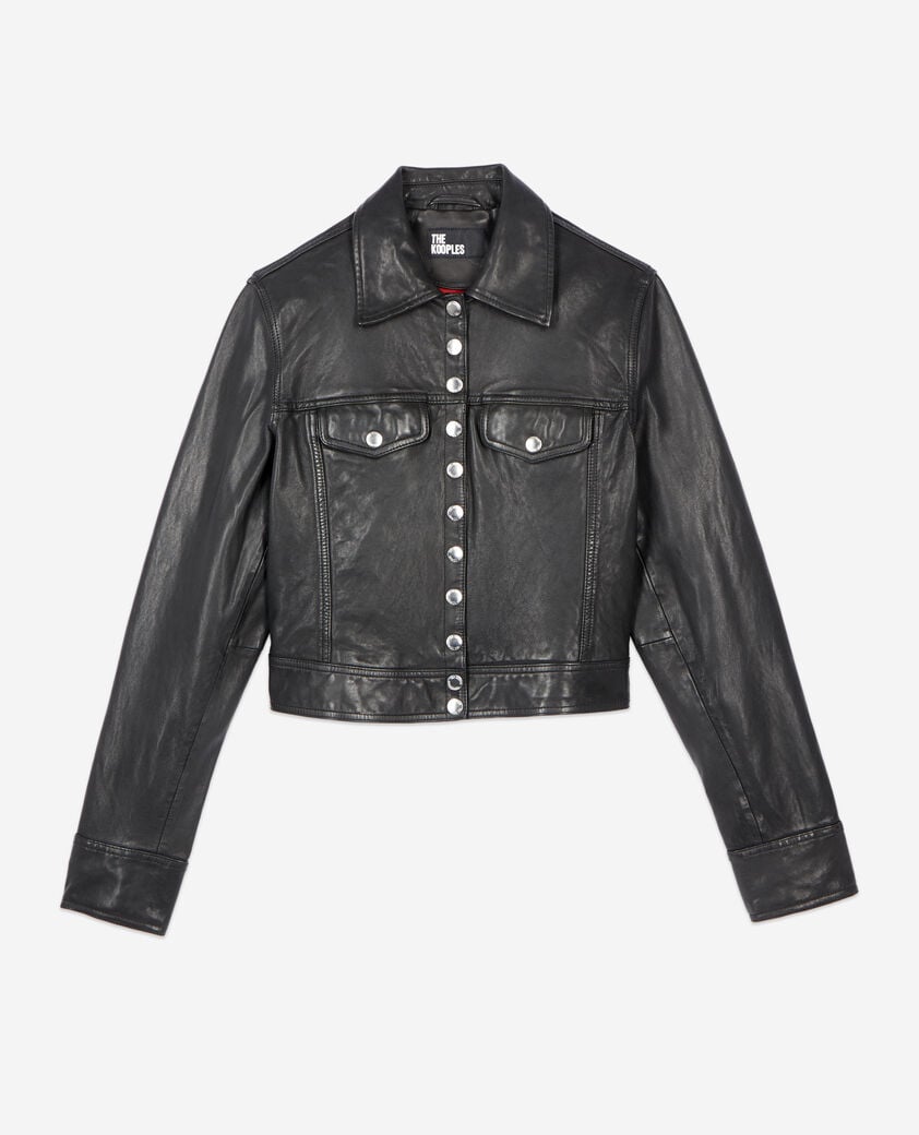 The Kooples F BLACK short black leather jacket