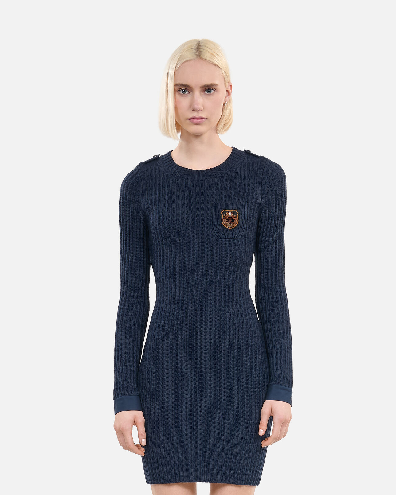The Kooples WOMEN DARK BLUE navy blue knitted short dress 