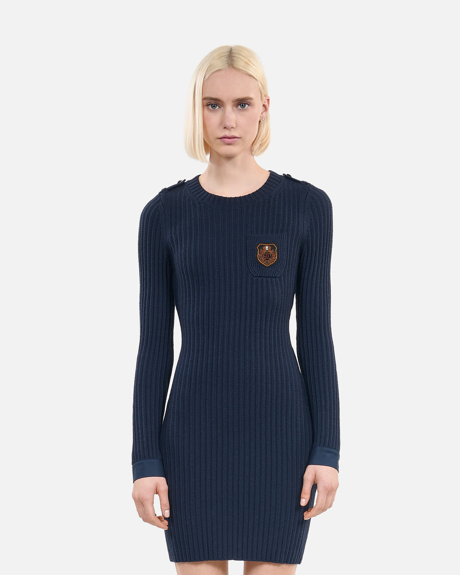 Navy blue knitted short dress , DARK BLUE, hi-res image number null
