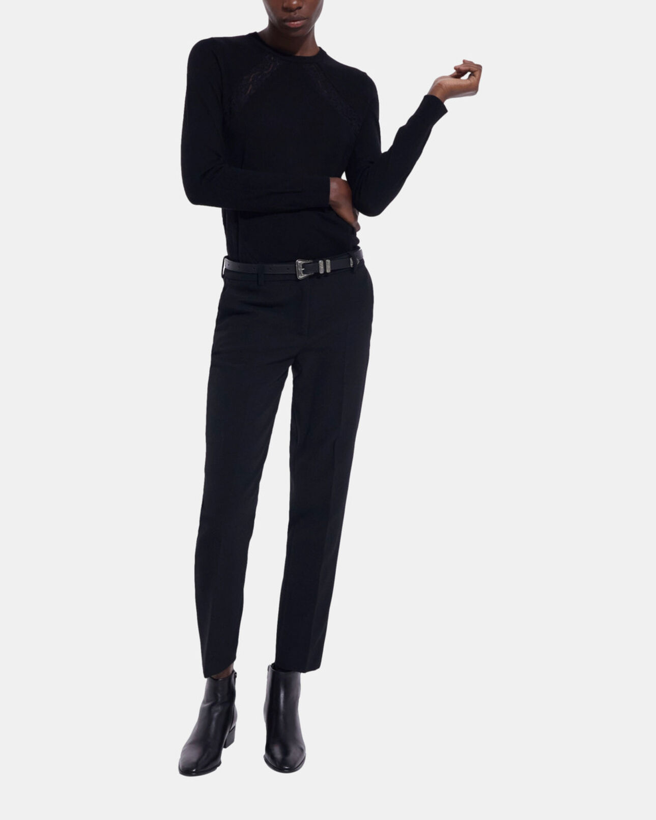 The Kooples WOMEN BLACK black wool sweater