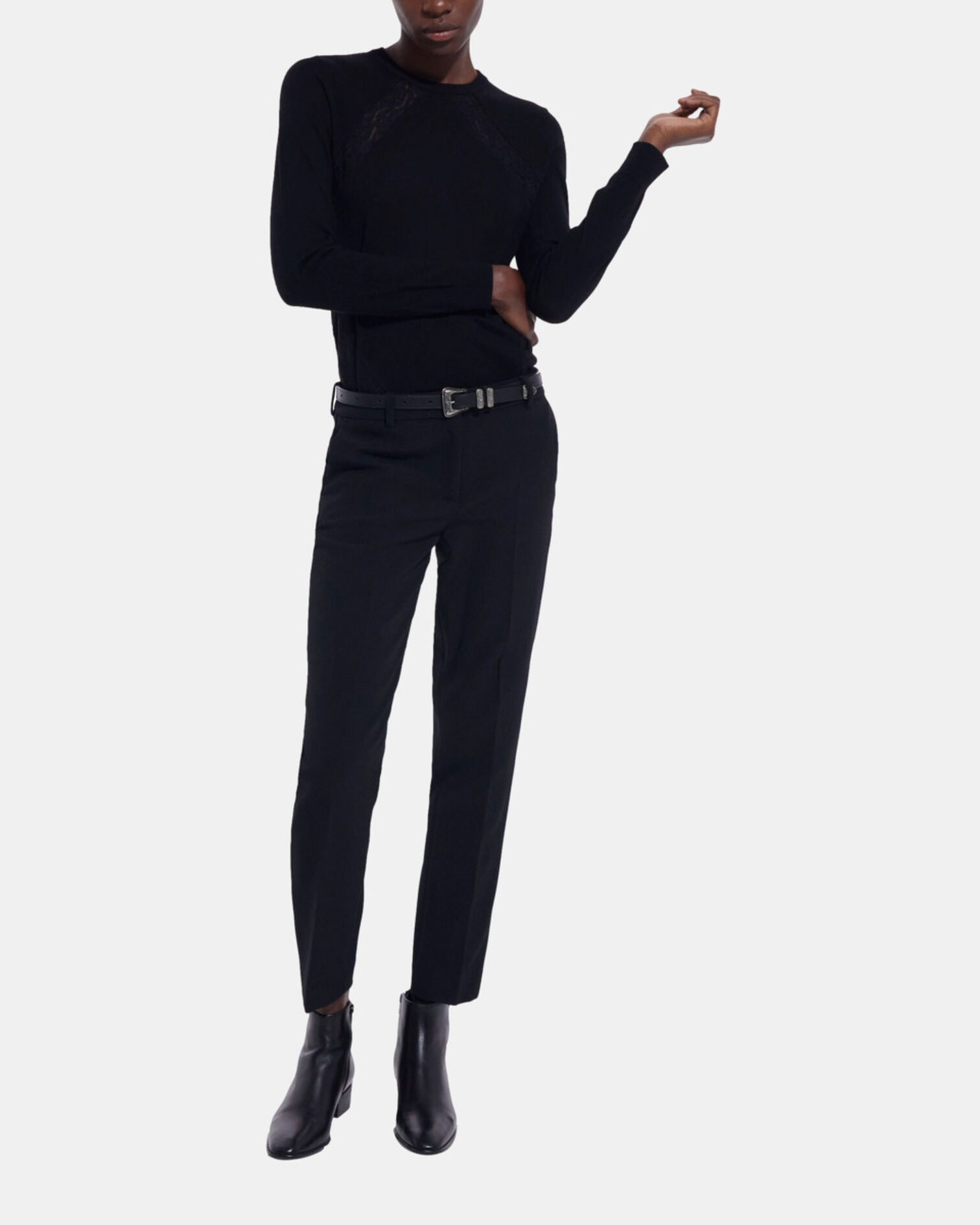 Black wool sweater, BLACK, hi-res image number null