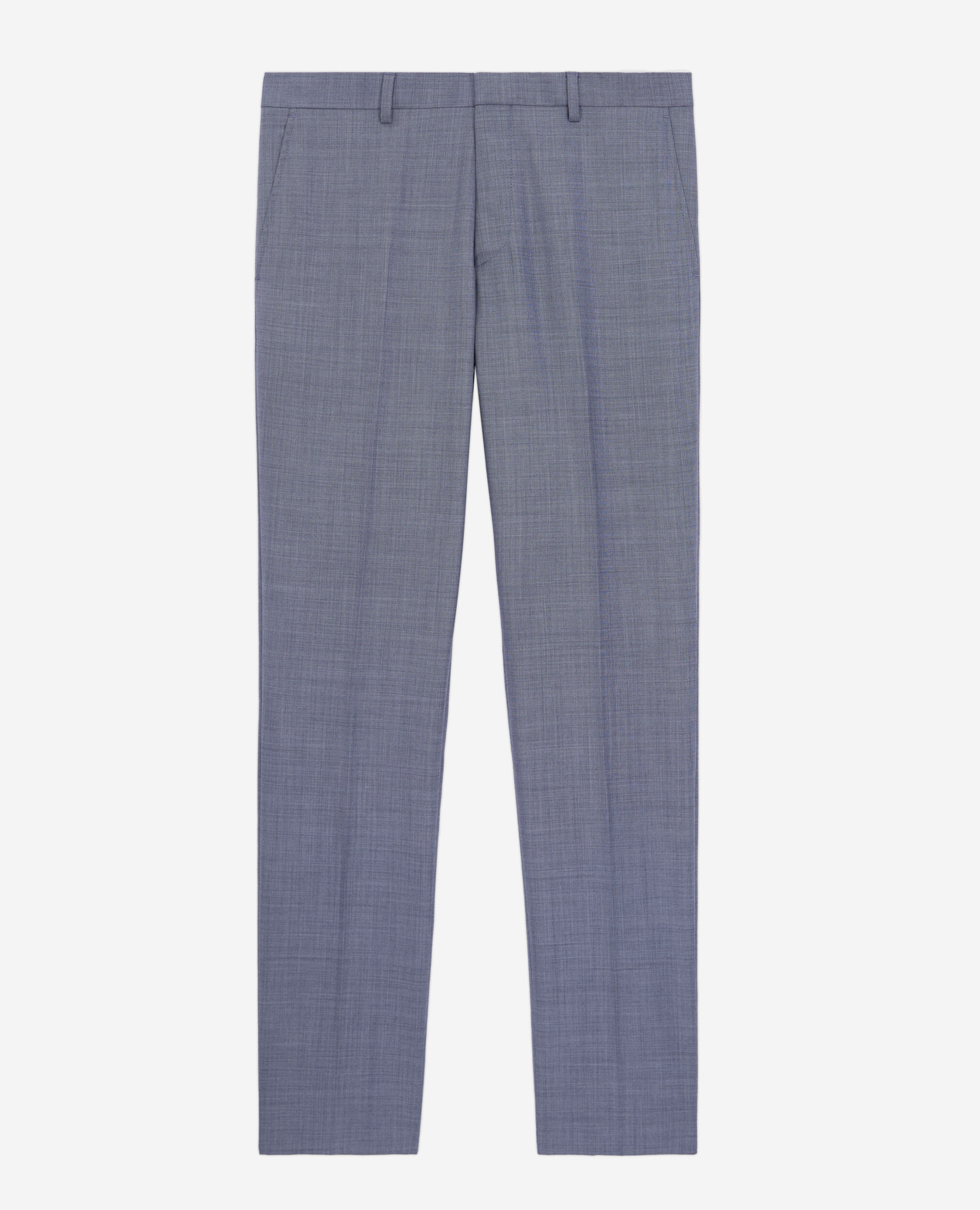 Blue and grey checkered wool suit trousers, LIGHT BLUE, hi-res image number null