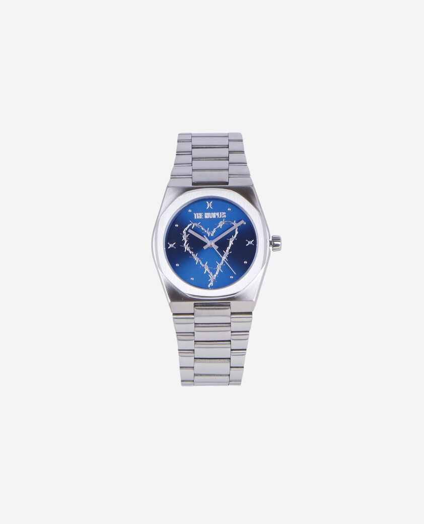 The Kooples UNISEX NAVY / SILVER uhr mit blauem zifferblatt und herz
