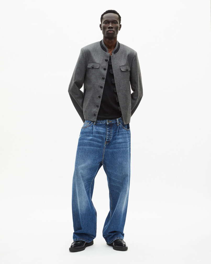 The Kooples MEN DARK GREY gray wool officer-style jacket