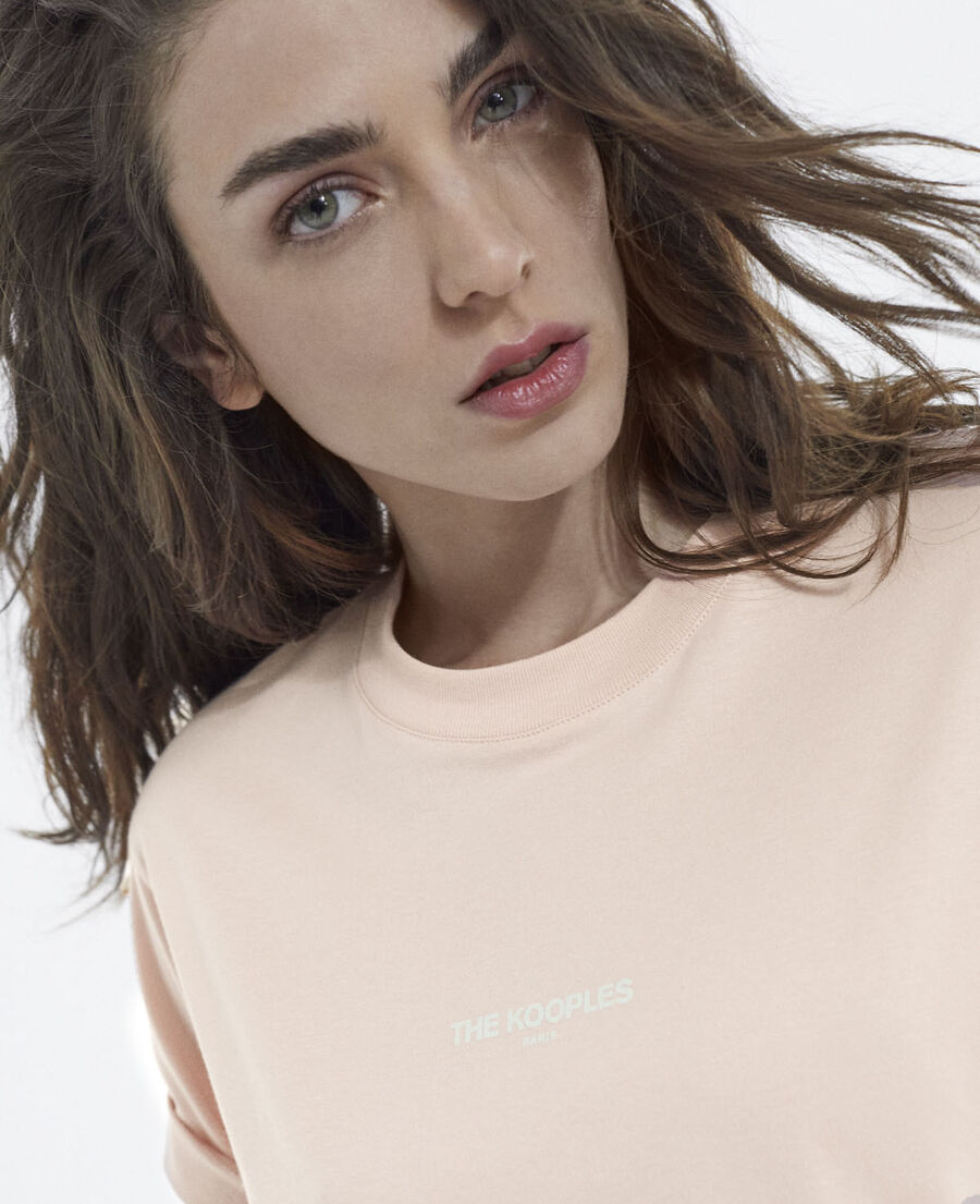 t-shirt coton rose manches courtes logo