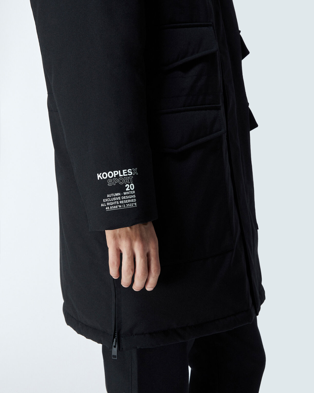 The Kooples HOMBRE BLACK parka algodón negra capucha forrada