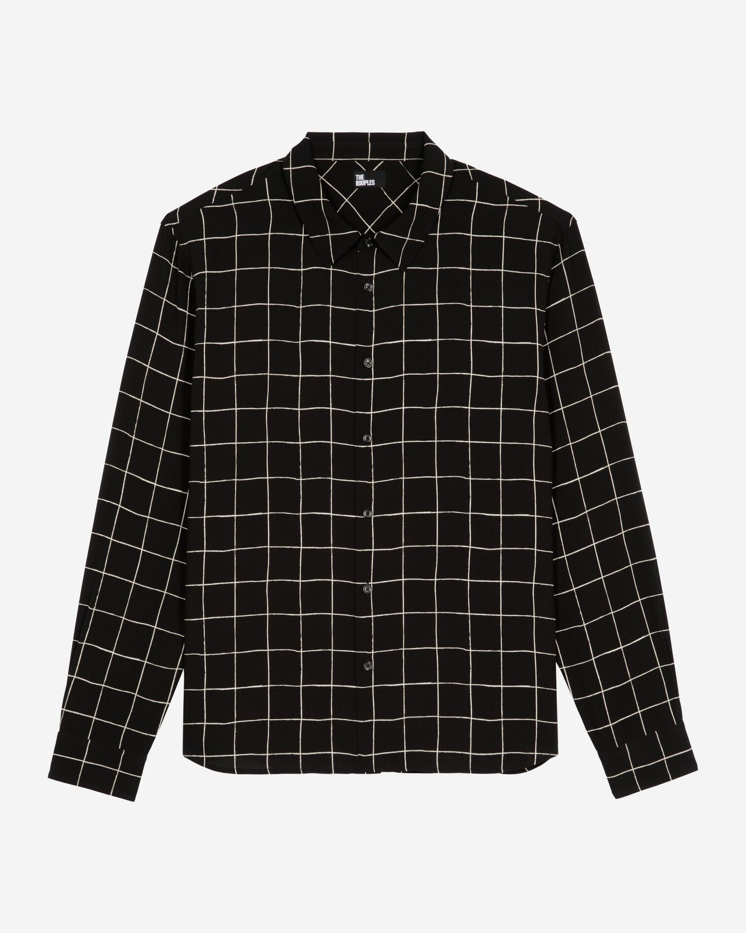 Black plaid shirt, BLACK WHITE, hi-res image number null
